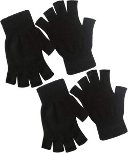 2 Pair Half Finger Gloves Winter Knit Touchscreen Warm Stretchy Mittens Fingerless Gloves in Common Size for Men and Women,black