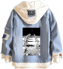 Chainsawman Jeans Jacket Anime Makima Denji Cosplay Denim Jacket Hoodie Casual Ripped Novelty Coat for Unisex Medium Blue-9