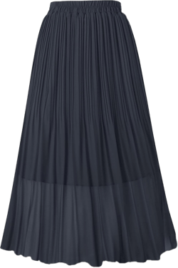 OBBUE Women's Chiffon Pleated Skirts Elastic High Waist A-line Midi Skirts for Casual Party Holiday XX-Large Navy