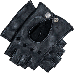 Dents Women’s Leather Fingerless Keyhole Driving Gloves - Black