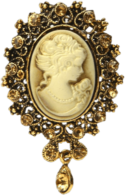 Pink-day Vintage Cameo Victorian Crystal Wedding Party Women Pendant Brooch Pin Jewelry (Gold)