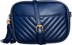 NGIL Women's Faux Leather Chevron Quilted Crossbody Bag Stylish Trendy Small Shoulder Lightweight Zippered Travel Purses Navy