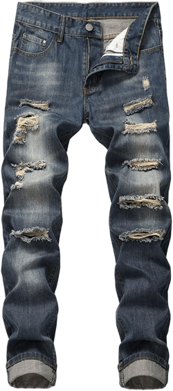 Mens Ripped Biker Washed Jeans Skinny Fit Distressed Holes Moto Denim Pants
