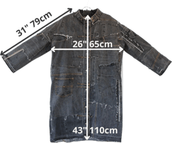 Ripped grey denim coat, Oversize jeans robe, Unisex distressed cotton clothing, Ragged edge coat, Grey denim cloak