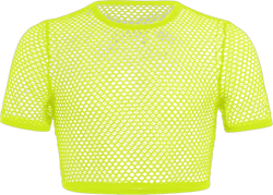 Men's Fishnet Shirts Sheer Short Sleeve Crop Top Mesh Tank Tops Rave Going Out Dance Tops XX-Large Fluorescent Green