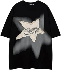 CUTEGAL Y2K 90s Star Shirt Star Top Vintage Oversize Shirts Graphic Tees Mens Womens Y2k Tops Casual Unisex Streetwear Large Black1