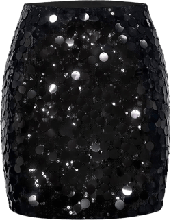MANER Women's Sequin Skirt Sparkle Stretchy Bodycon Mini Skirts Night Out Party Medium Big Black
