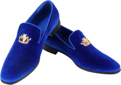 Men's Multiple Colors Penny Slip-on Velvet Loafer Cushioned Suede Tuxedo Dress Shoes Luxurious Smoking Slipper Party Prom Wedding Shoes Comfortable Lightweight 10.5 Royal Blue