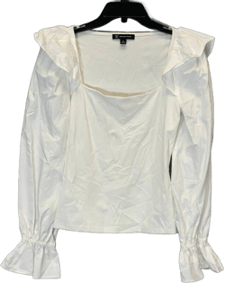 INC INTERNATIONAL CONCEPTS Women's Washed White Square-Neck Ruffled Top SZ XS