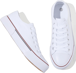 Adokoo Canvas Tennis Shoes for Women Low Top Casual White Black Sneakers for Women Lace Up Fashion Comfortable Walking Shoes 6 White