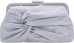 Evening Purse for Women Dressy Soft Pleated Knot Party Clutch Satin Frame Formal Handbag for Wedding/Prom/Cocktail Silver