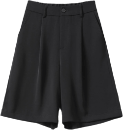 Jegsnoe Women Suit Shorts Spring Summer Elastic High Waist Casual Five-Point Shorts 3X-Large Black