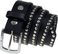 Milwaukee Leather MP7104 Men's Studded Black Genuine Leather Belt for Biker with Buckle - 1.5 inches Wide Medium Black