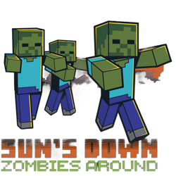 Boy's Minecraft Sun's Down Zombies Around  Graphic Tee Black X Small