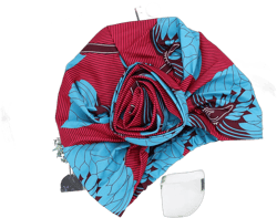 Urieo Flower Knot Turban Headwrap Pre-Tied Beanie Cap African Print Head Wrap for Women Blue