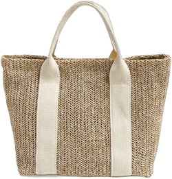 Women Large Straw Bags Summer Beach Tote Bag Handmade Woven Shoulder Bag Handbag for Travel Beige