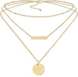 Fiusem Gold Layered Necklaces for Women, Dainty 14K Gold Plated Pendant Necklace and Choker Necklaces for Women Layered Coin