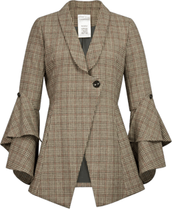 CHIC STAR Womens Wool Plaid Jacket 26 Khaki