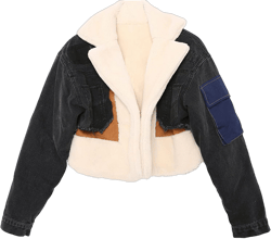 JEsilunmaMY Women's Patchwork Denim Jacket Long Sleeve Lapel Cardigan Coat Winter Fleece Thicken Lamb Wool Cotton Jackets