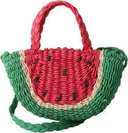 Mini Semi-circle Rattan Straw Handbags, Hand-woven Women Summer Retro Straw Tote Bag Watermelon Design Shoulder Bag Crossbody Bag Round Handle