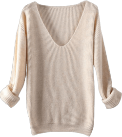 Watrpro Sweater Women V-Neck Cashmere Wool Autumn Winter Sweater Loose Soft Knit Jumper Female Pullover Medium Beige