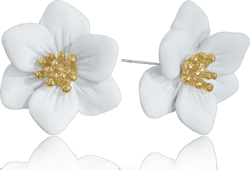 Simulated Exquisite Three-Dimensional Flower Stud Earrings Colored Double-Layer Plant Stamen Petal Alloy Stud Earrings for Women Jewelry Gifts