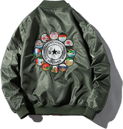 Tiger Pattern Embroidery Unisex Baseball Bomber Jacket Coat Tops Blouse Outerwear 3X-Large Green