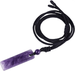 Nupuyai Healing Crystal Cylinder Pendant Necklace for Women Men, Wand Amulet Reiki Stone Adjustable Braided Cord 18"-27" #2-Purple