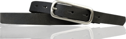Leather Womens Belt Slim Silver Buckle 0.8 inch waist size 39.5 inch (100 cm) Grey