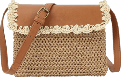 Women Small Straw Woven Cross-body Shoulder Bag Bohemian Handbag Purse Mini Brown
