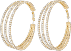 Multilayer Silver Large Rhinestone Hoop Earrings for Women Crystal Big Hoops Earrings Bridal Wedding Jewelry Gold
