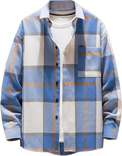 Chiccall Men's Plus Size Button Down Loose Fit Long Sleeve Plaid Flannel Casual Shirts on Clearance