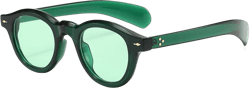JOVAKIT Trendy Round Sunglasses for Women Men 90s Retro Vintage Classic Fashion Round Frame Sun Glasses Black Shades Green/Clear Green 47 Millimeters