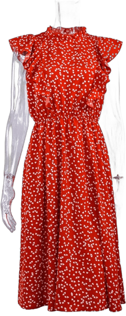 Chiffon Dress Women Elegant Summer Floral Print Ruffle A-line Sundress