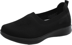 ChicWind Women's Mesh Walking Loafer Shoes Slip on Sock Sneakers Easy Nurse Flat Work Shoes 6.5 Black