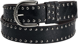 Idopy Gothic Punk Women`s Circle Studded Rivet Faux Leather Belt Black