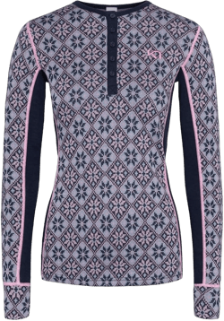 Kari Traa Rose Long Sleeve Women's Base Layer Top - 100% Merino Wool Fitted Knit Thermal Shirt, Royal, Small