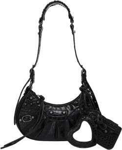 Shoulder Bags for Women, Crocodile Effect Retro Faux Leather Classic Clutch, PU Leather Bag Purse Large Black