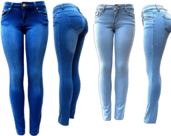 J&C Premium Blue/Dark Blue Soft Stretch Women's Denim Jeans Skinny Leg Pants 3 Light Blue