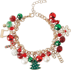 DS Christmas Jingle bell Charm Bracelets for women girls,cute cartoon bell beaded bracelets Stainless Steel Bangle with birthday Gift box,Adjustable jewelry Suitable for boys holiday cosplay gifts-1