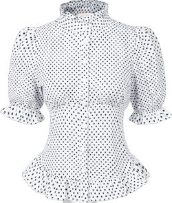 Belle Poque Womens Vintage Victorian Puff Sleeve Blouse Button Down Ruffle Dressy Shirts Tops