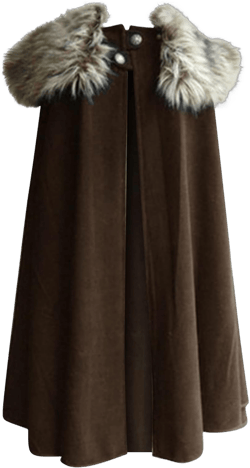 Cloak Coat for Women Vintage Victorian Steampunk Cape Winter Warm Gothic Wool Faux Fur Collar Long Coat Role Play Medium Brown