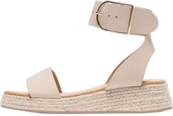 YDN Women Slingback Wedge Sandals Platform Low Heels Comfy Round Toe Ankle Strap Buckle Shoes for Summer Daily Dress Size 4-16 US 8.5 Beige