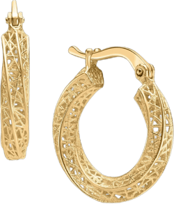 14K Yellow Gold Textured Hoop Earrings, Clicker/Latch Back, Hoop Earrings For Women, Minimalists Jewelry, Elegant Fine Jewelry, Gift For Her, Jewelry For Women Openwork and Woven