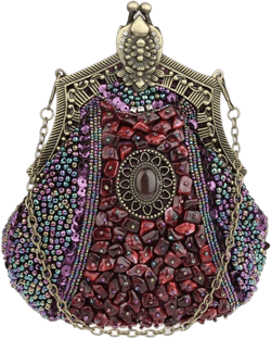 Women's Antique Beaded Party Clutch Vintage Purse Evening Handbag Purple