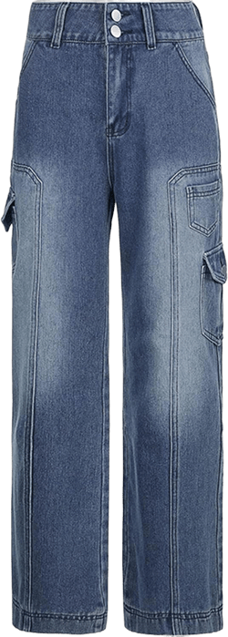 Faretumiya Wide Leg Baggy Jeans Women Casual Loose Mid Waist Denim Pants 90s Boyfriend Denim Bloomers Girlfriend Barrel Jeans