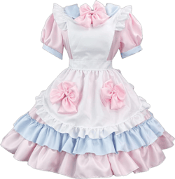 Women's Maid Apron Outfit Bowties Ruffle Sweet Lolita Dress Light Pink Medium