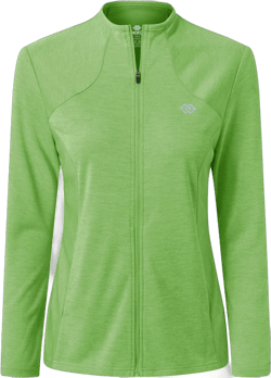 MoFiz Women's Full Zip Hiking Shirt Lightweight UPF 50+ Sun Protection Running Jacket Long Sleeve Sports Outdoor Top Pockets Green Large