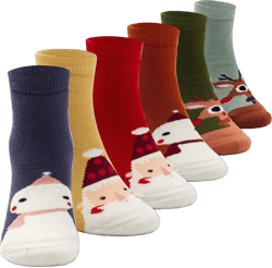 HowJoJo Boys Girls Christmas Socks Kids Warm Socks Winter Thermal Cotton Crew Socks 3-5T Christmas_01 6 Pack