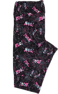 Lularoe TCTWO TC2 Halloween Spider Webs Boo! Black White Pink Womens Buttery Soft Leggings fits Adults 18+ 177851